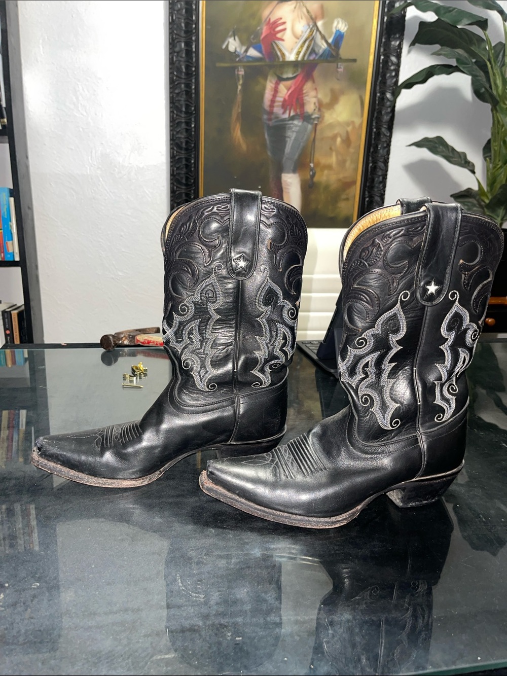 Tony Lama Ladies Vaquero Collection Western Boot Black Thoroughbred Leather 6.5B